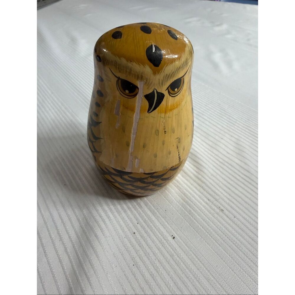 Hand Painted Wooden Owl Russian Nesting Dolls Set Of 5